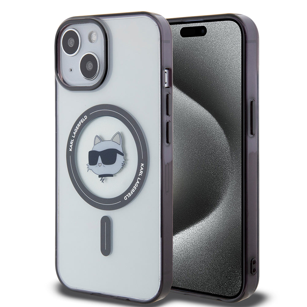 Funda MagSafe para Apple iPhone 15, Karl Lagerfeld, IML Choupette's Head, Transparente