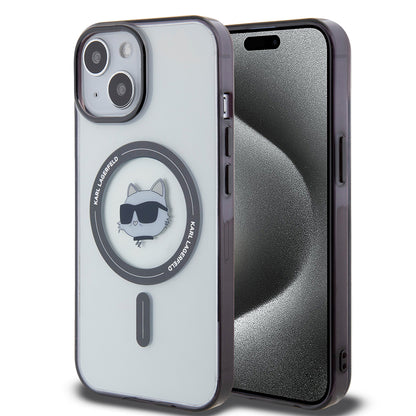 Funda MagSafe para Apple iPhone 15, Karl Lagerfeld, IML Choupette's Head, Transparente