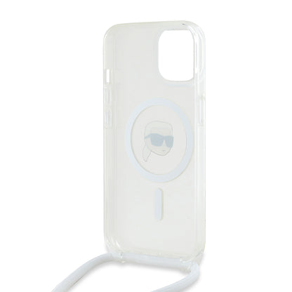 Funda MagSafe para Apple iPhone 15, Karl Lagerfeld, IML Crossbody Karl's Head, Transparente