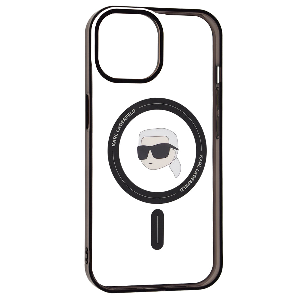 Funda MagSafe para Apple iPhone 15, Karl Lagerfeld, IML Karl's Head, Transparente
