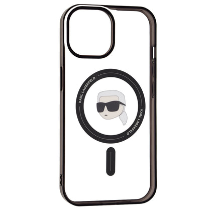 Funda MagSafe para Apple iPhone 15, Karl Lagerfeld, IML Karl's Head, Transparente