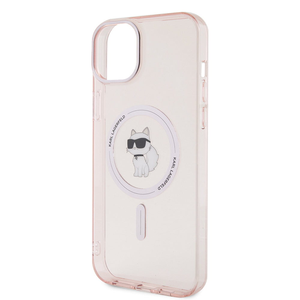 Funda MagSafe para Apple iPhone 15 Plus / 14 Plus, Karl Lagerfeld, IML Choupette, Rosa