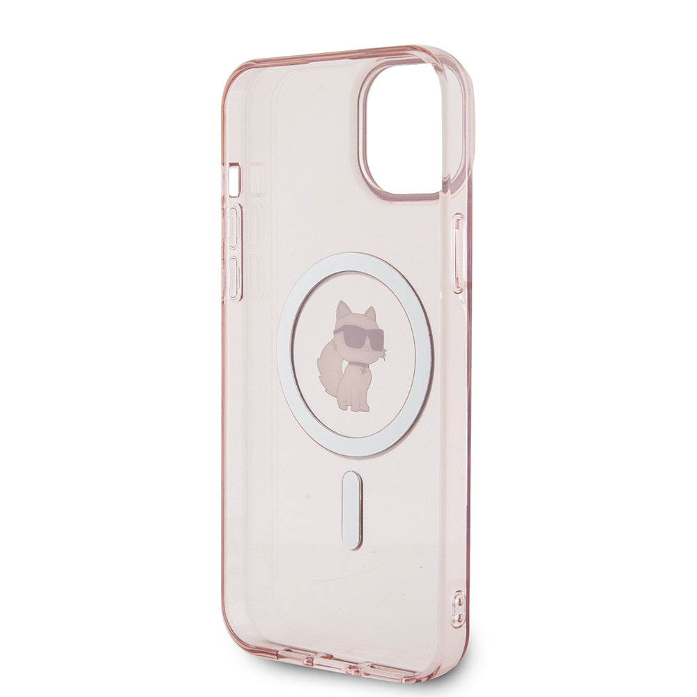 Funda MagSafe para Apple iPhone 15 Plus / 14 Plus, Karl Lagerfeld, IML Choupette, Rosa