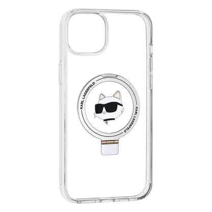Funda MagSafe para Apple iPhone 15 Plus / 14 Plus, Karl Lagerfeld, Ring Stand Choupette's Head, Blanca