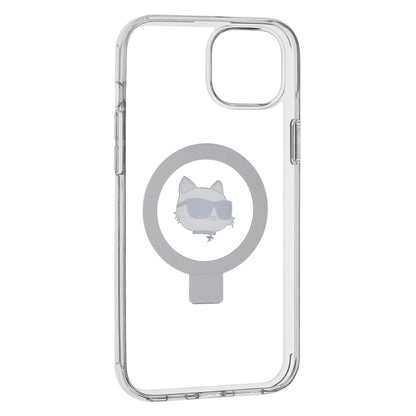 Funda MagSafe para Apple iPhone 15 Plus / 14 Plus, Karl Lagerfeld, Ring Stand Choupette's Head, Blanca