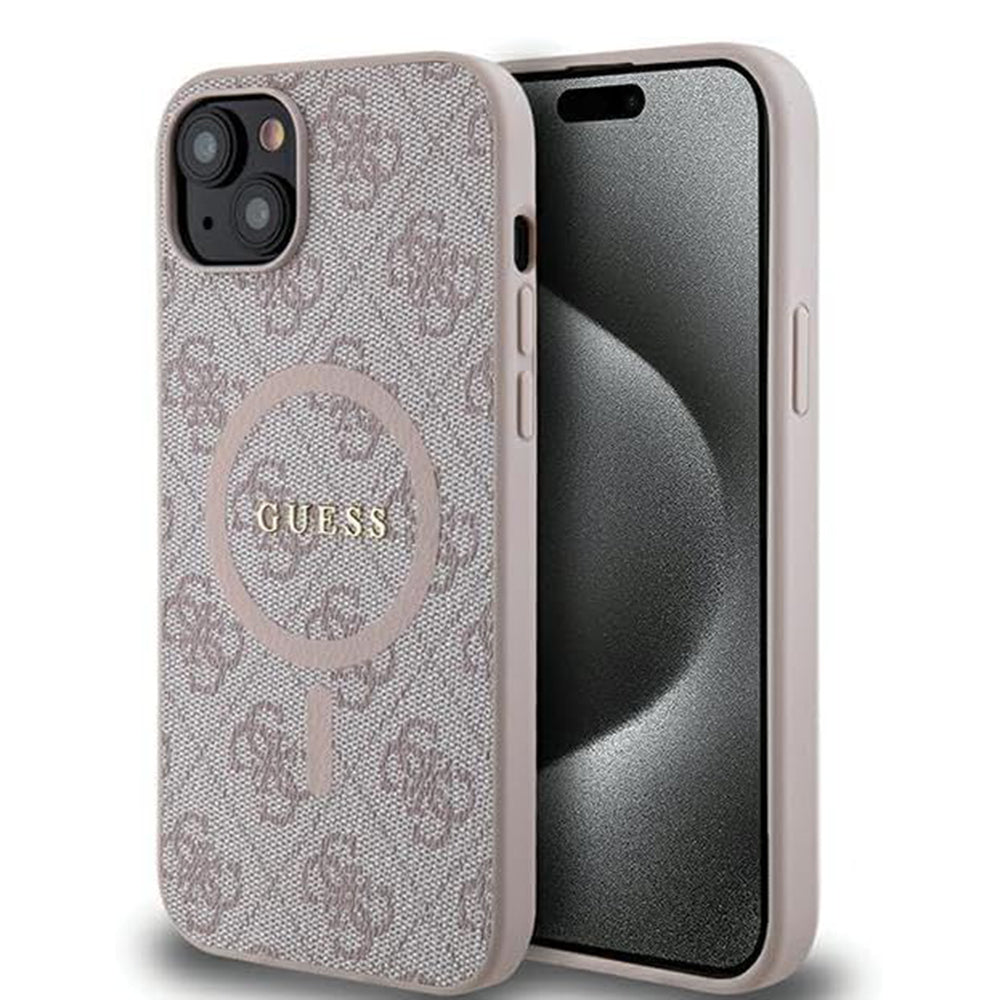 Funda MagSafe para Apple iPhone 15 Plus, Guess, Colección 4G, Rosa.