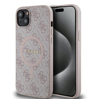 Funda MagSafe para Apple iPhone 15 Plus, Guess, Colección 4G, Rosa.