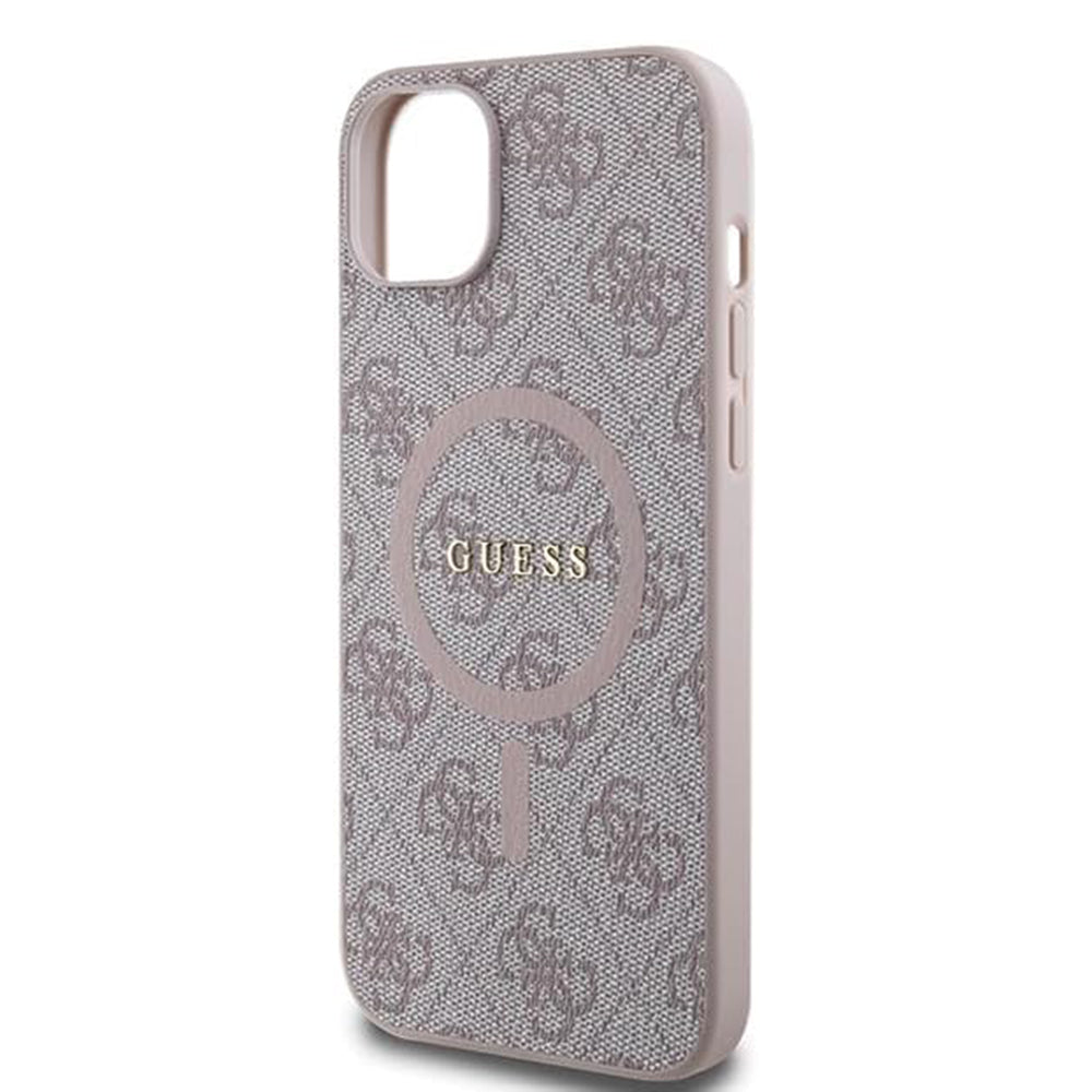Funda MagSafe para Apple iPhone 15 Plus, Guess, Colección 4G, Rosa.