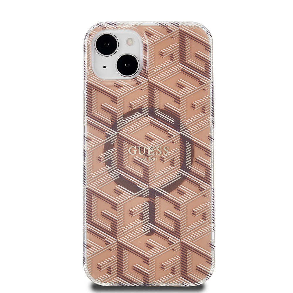 Funda MagSafe para Apple iPhone 15 Plus, Guess, IML Gcube, Marrón