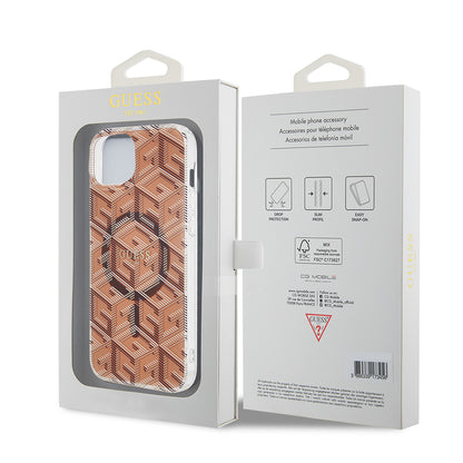 Funda MagSafe para Apple iPhone 15 Plus, Guess, IML Gcube, Marrón