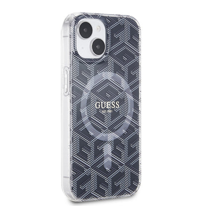 Funda MagSafe para Apple iPhone 15 Plus, Guess, IML Gcube, Negra