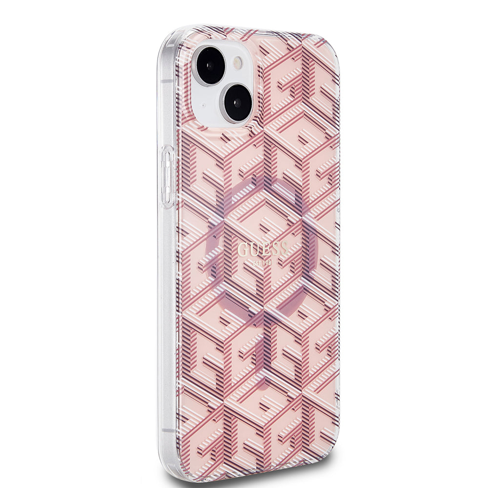 Funda MagSafe para Apple iPhone 15 Plus, Guess, IML Gcube, Rosa