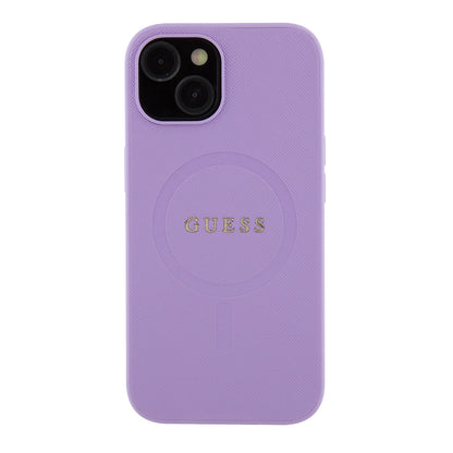 Funda MagSafe para Apple iPhone 15 Plus, Guess, Saffiano, Morado
