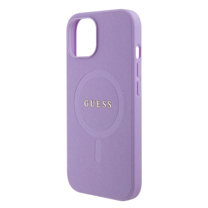 Funda MagSafe para Apple iPhone 15 Plus, Guess, Saffiano, Morado