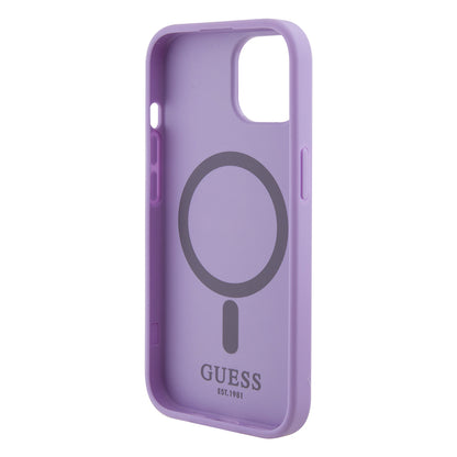 Funda MagSafe para Apple iPhone 15 Plus, Guess, Saffiano, Morado