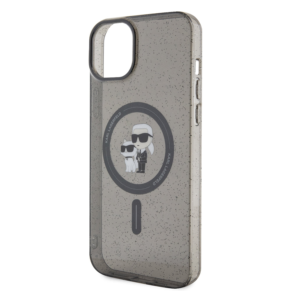 Funda MagSafe para Apple iPhone 15 Plus, Karl Lagerfeld, Glitter, Negra