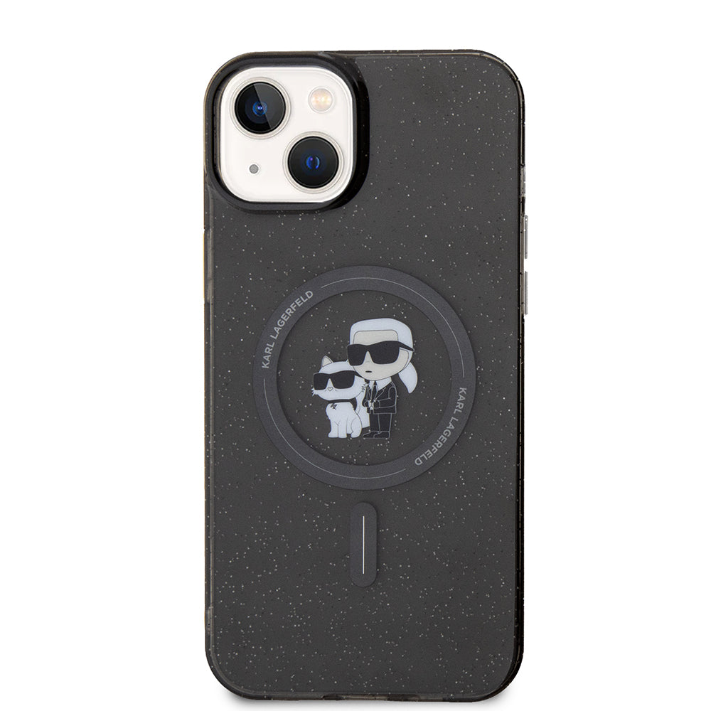 Funda MagSafe para Apple iPhone 15 Plus, Karl Lagerfeld, Glitter, Negra