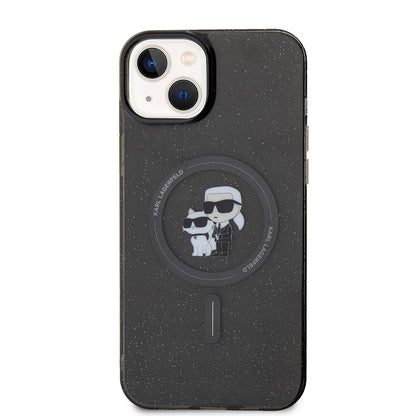 Funda MagSafe para Apple iPhone 15 Plus, Karl Lagerfeld, Glitter, Negra