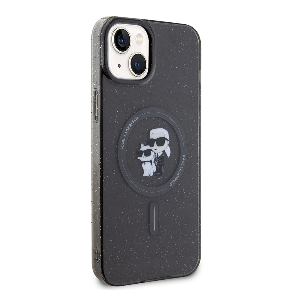 Funda MagSafe para Apple iPhone 15 Plus, Karl Lagerfeld, Glitter, Negra