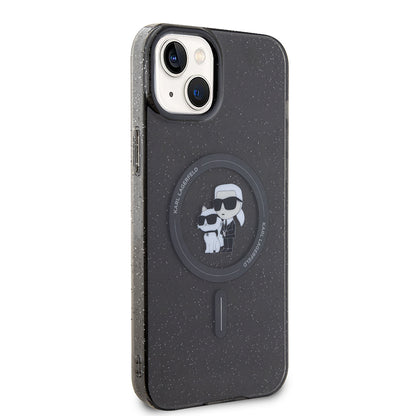 Funda MagSafe para Apple iPhone 15 Plus, Karl Lagerfeld, Glitter, Negra
