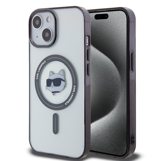 Funda MagSafe para Apple iPhone 15 Plus, Karl Lagerfeld, IML Choupette's Head, Transparente