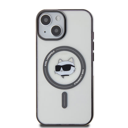 Funda MagSafe para Apple iPhone 15 Plus, Karl Lagerfeld, IML Choupette's Head, Transparente