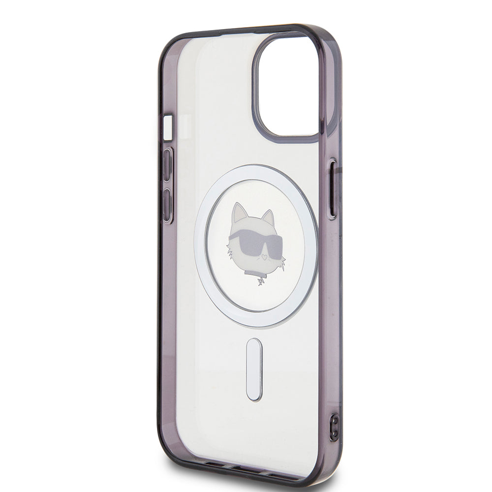 Funda MagSafe para Apple iPhone 15 Plus, Karl Lagerfeld, IML Choupette's Head, Transparente