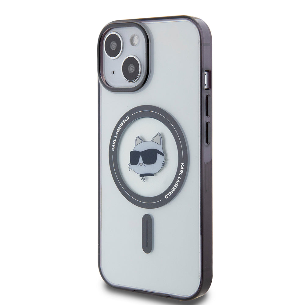 Funda MagSafe para Apple iPhone 15 Plus, Karl Lagerfeld, IML Choupette's Head, Transparente