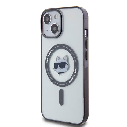 Funda MagSafe para Apple iPhone 15 Plus, Karl Lagerfeld, IML Choupette's Head, Transparente