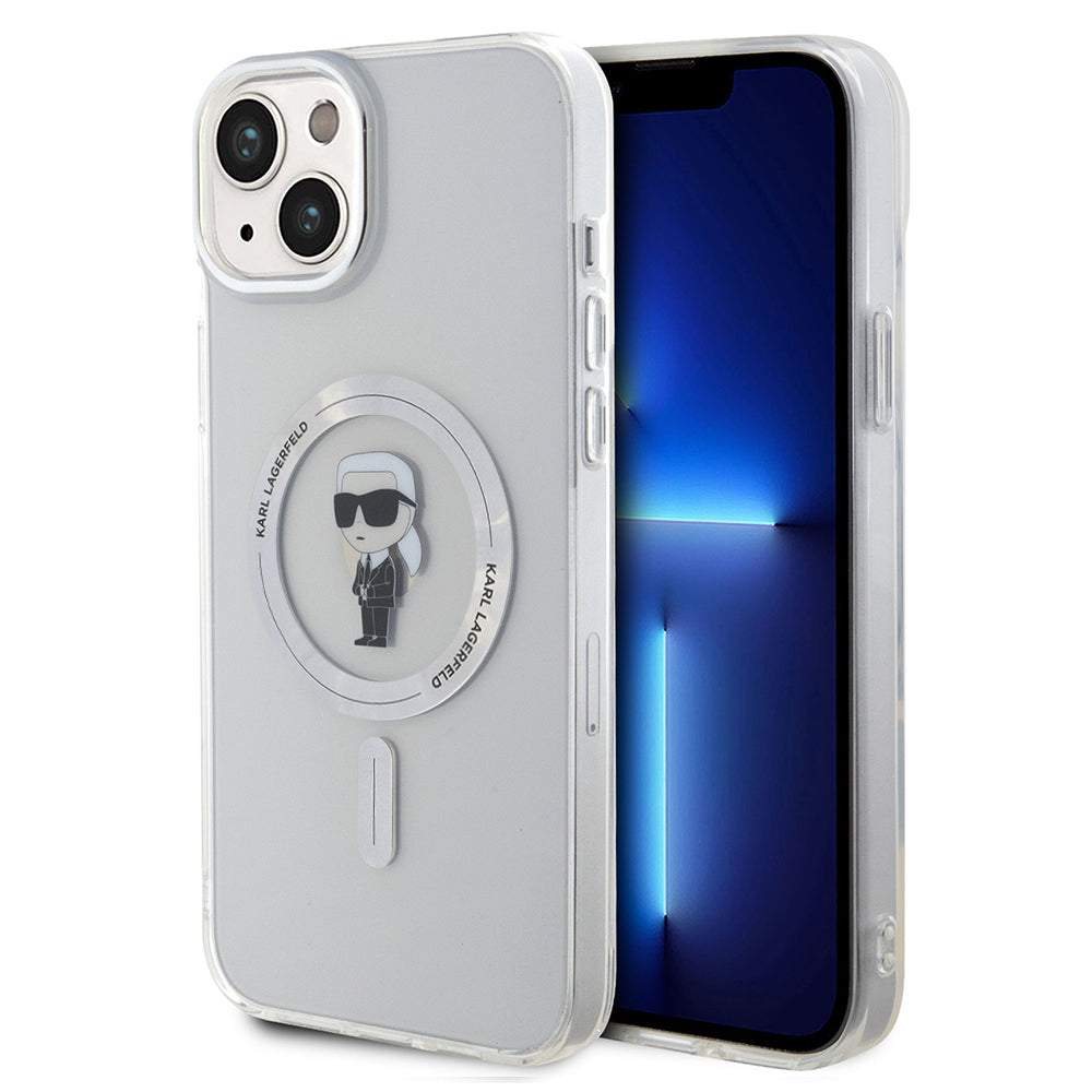 Funda MagSafe para Apple iPhone 15 Plus, Karl Lagerfeld, IML Ikonik Karl, Transparente