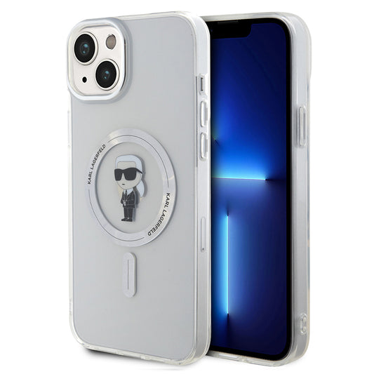 Funda MagSafe para Apple iPhone 15 Plus, Karl Lagerfeld, IML Ikonik Karl, Transparente