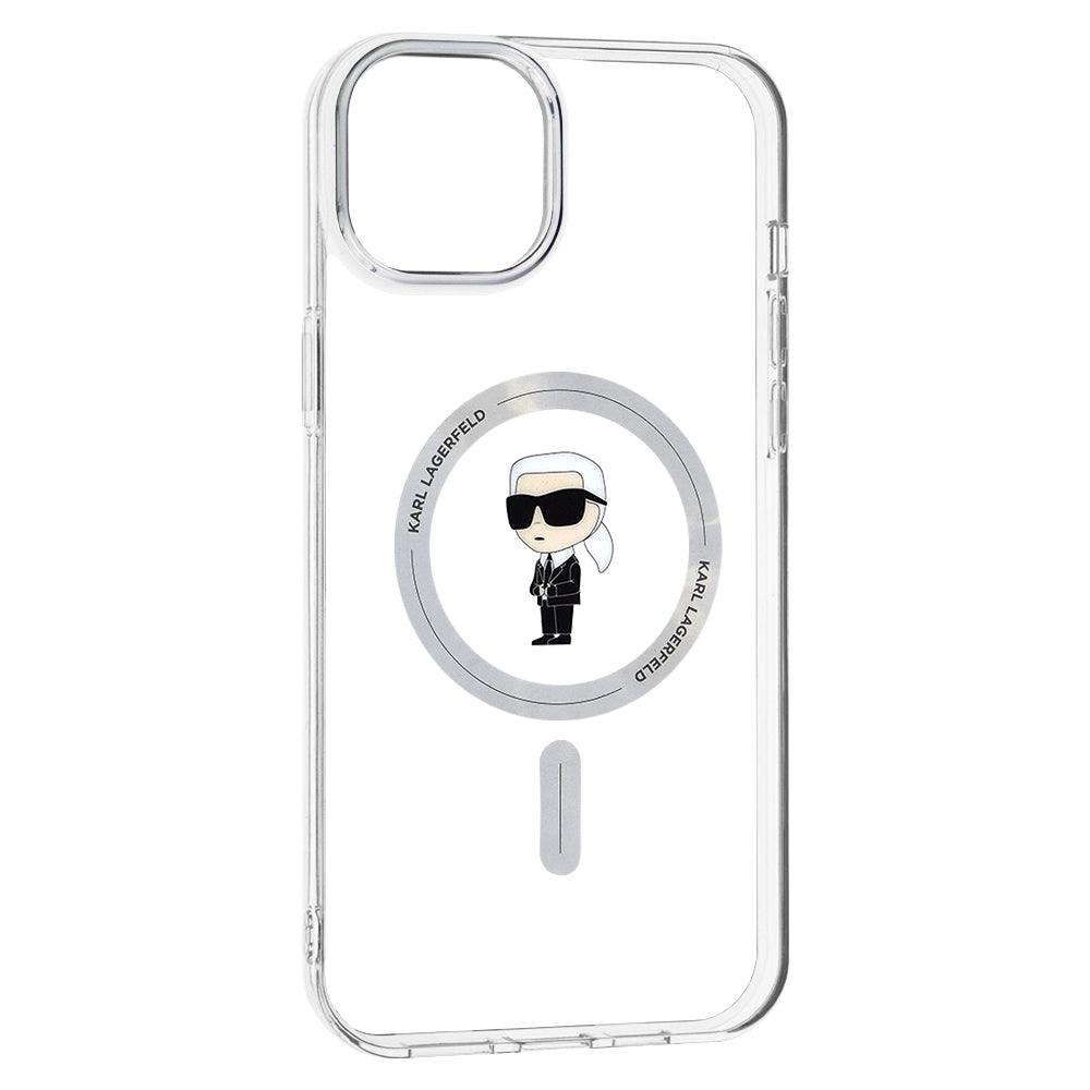 Funda MagSafe para Apple iPhone 15 Plus, Karl Lagerfeld, IML Ikonik Karl, Transparente