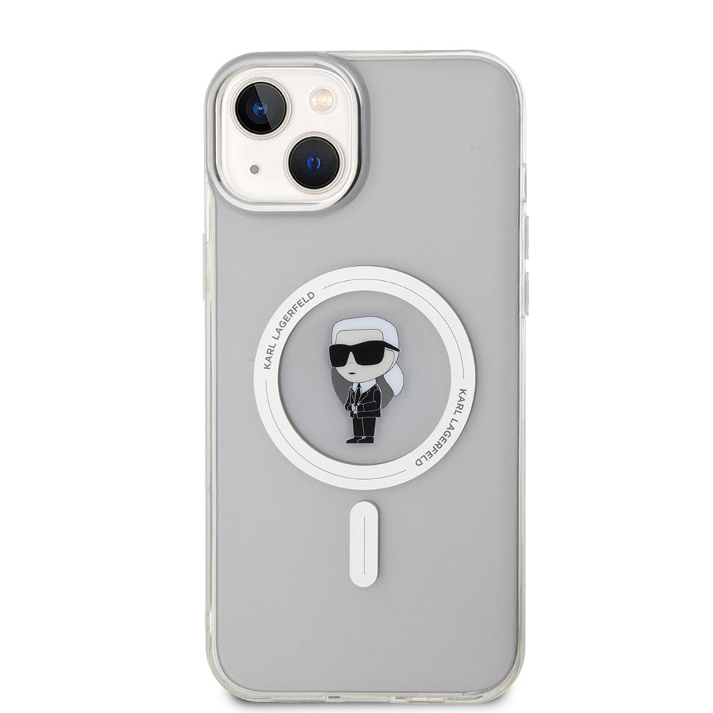 Funda MagSafe para Apple iPhone 15 Plus, Karl Lagerfeld, IML Ikonik Karl, Transparente