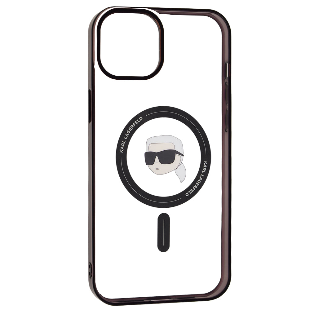 Funda MagSafe para Apple iPhone 15 Plus, Karl Lagerfeld, IML Karl's Head, Transparente