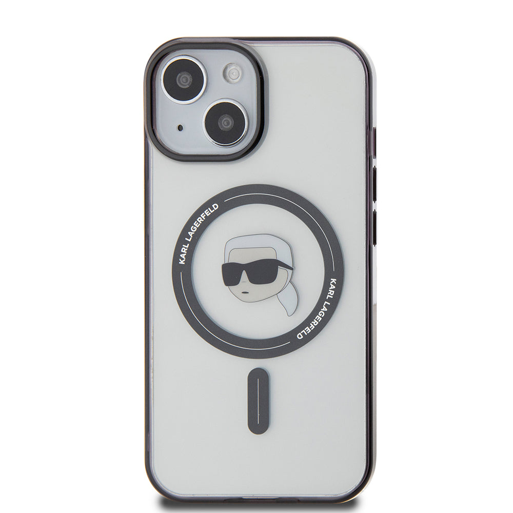 Funda MagSafe para Apple iPhone 15 Plus, Karl Lagerfeld, IML Karl's Head, Transparente