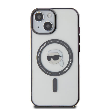 Funda MagSafe para Apple iPhone 15 Plus, Karl Lagerfeld, IML Karl's Head, Transparente