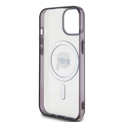Funda MagSafe para Apple iPhone 15 Plus, Karl Lagerfeld, IML Karl's Head, Transparente