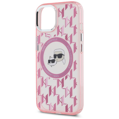 Funda MagSafe para Apple iPhone 15 Plus, Karl Lagerfeld, IML Monograma Karl & Choupette's Heads, Rosa