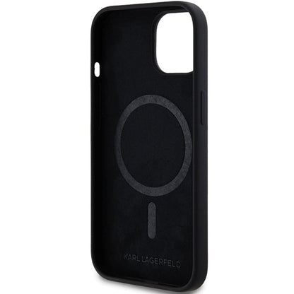 Funda MagSafe para Apple iPhone 15 Plus, Karl Lagerfeld, Silicona Cabeza de Choupette, Negra