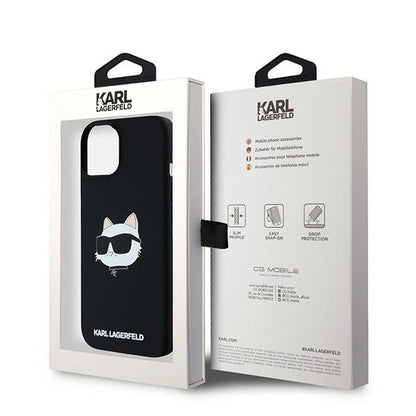 Funda MagSafe para Apple iPhone 15 Plus, Karl Lagerfeld, Silicona Cabeza de Choupette, Negra