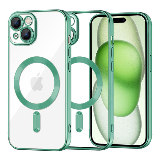 Funda MagSafe para Apple iPhone 15 Plus, Techsuit, Luxury Crystal, Verde Claro