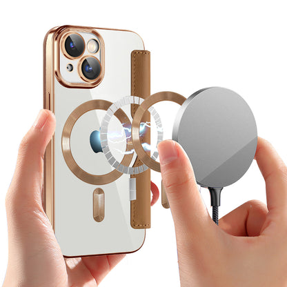 Funda MagSafe para Apple iPhone 15 Plus, Techsuit, SmartMag Book, Marrón