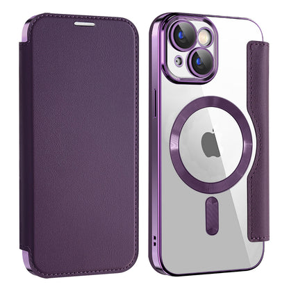 Funda MagSafe para Apple iPhone 15 Plus, Techsuit, SmartMag Book, Morado