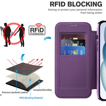 Funda MagSafe para Apple iPhone 15 Plus, Techsuit, SmartMag Book, Morado