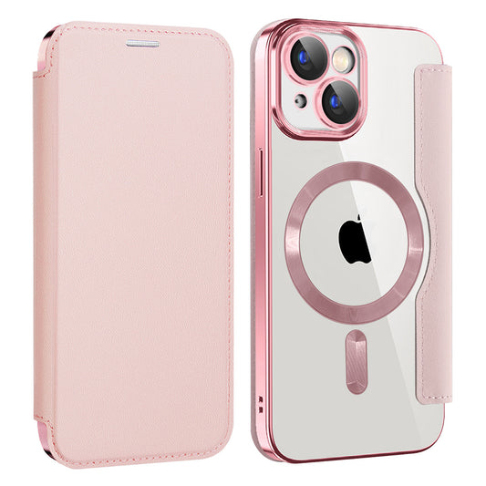 Funda MagSafe para Apple iPhone 15 Plus, Techsuit, SmartMag Book, Rosa