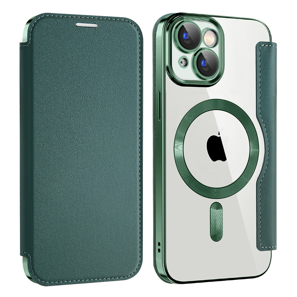Funda MagSafe para Apple iPhone 15 Plus, Techsuit, SmartMag Book, Verde