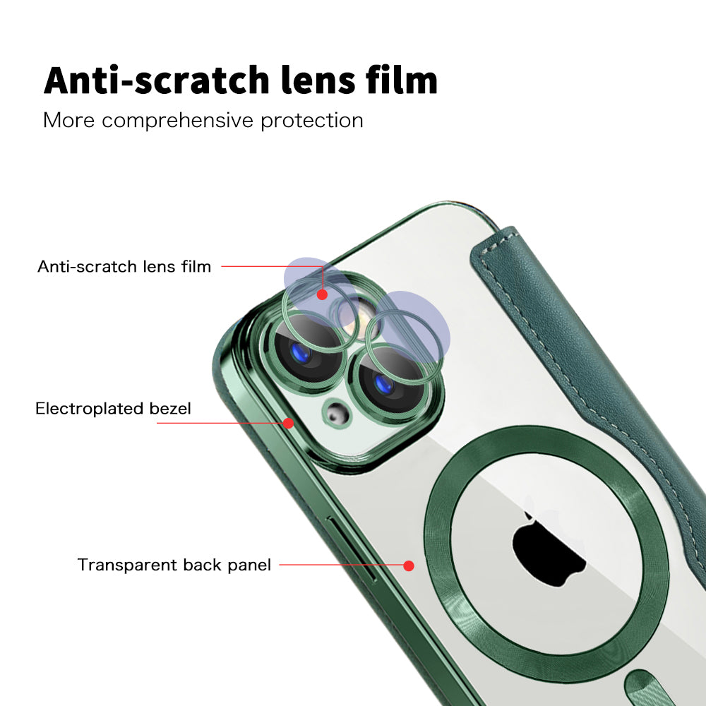 Funda MagSafe para Apple iPhone 15 Plus, Techsuit, SmartMag Book, Verde