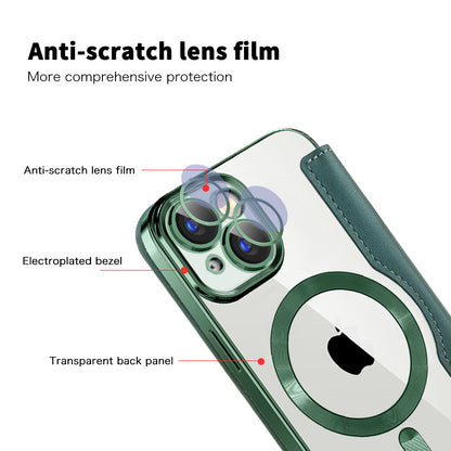 Funda MagSafe para Apple iPhone 15 Plus, Techsuit, SmartMag Book, Verde