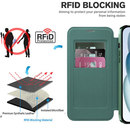 Funda MagSafe para Apple iPhone 15 Plus, Techsuit, SmartMag Book, Verde