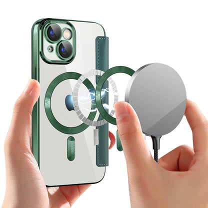 Funda MagSafe para Apple iPhone 15 Plus, Techsuit, SmartMag Book, Verde
